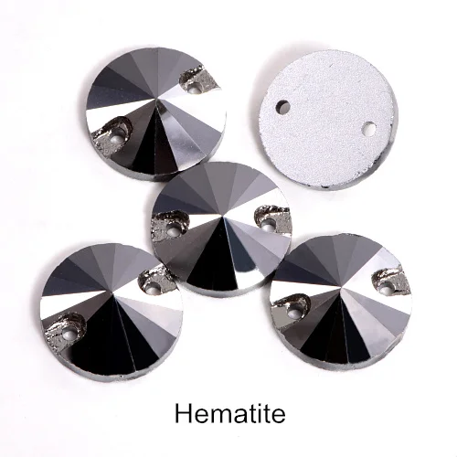 Hematite 29 цветов, 6 размеров, круглые стразы для шитье Риволи, Стразы для шитья, круглые стразы для одежды Y2818 - Цвет: Hematite