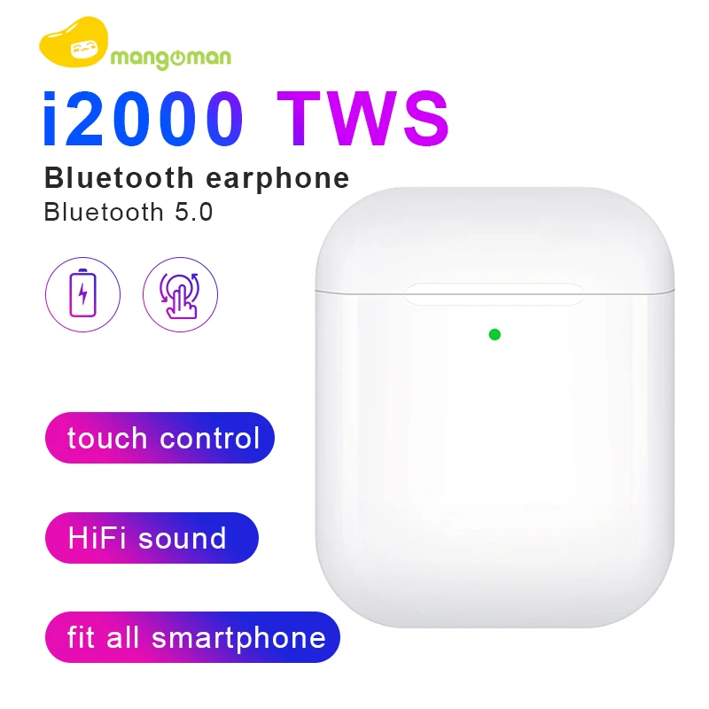 i2000 white Mangoman i100000 TWS pro Беспроводная зарядка bluetooth наушники гарнитура audifonos светильник датчик наушник - Цвет: i2000 white