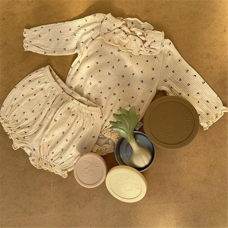 2021 KS Baby Summer Autumn Organic Cotton Romper Top Quality 1:1 Baby Girls Floral Onesie Long Sleeve Toddler Girl One-piece Cotton baby suit