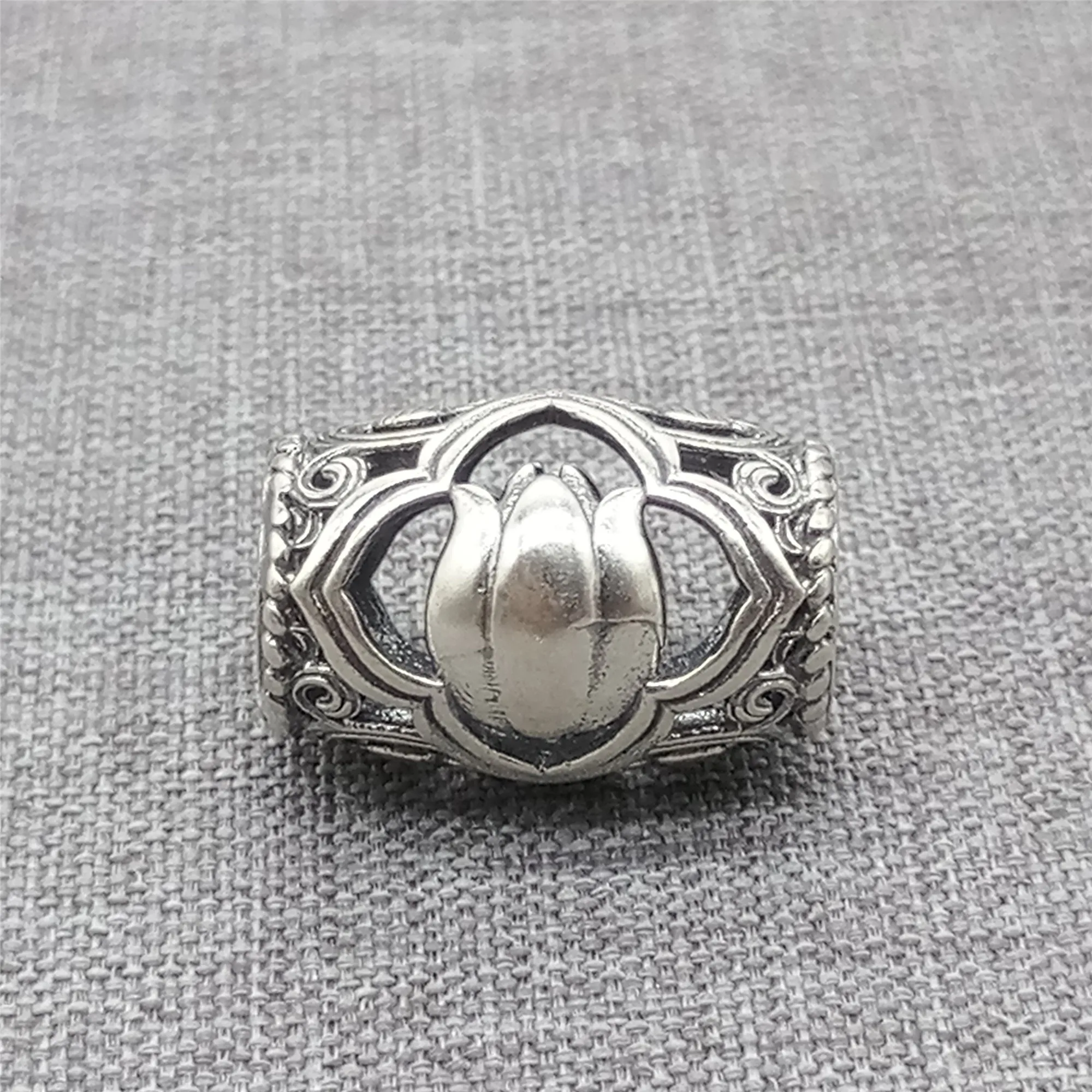 

925 Sterling Silver Lotus Drum Bead Bohemian Style Bracelet Necklace