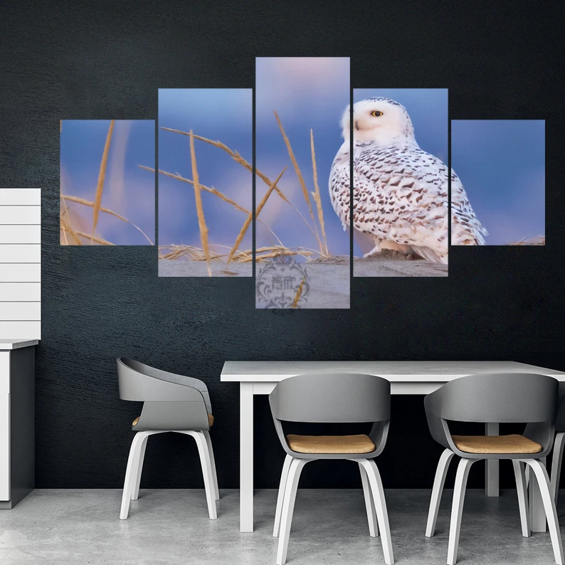 5 Piece Decorative Painting Poster New Fashion Office Home Mural Snowy Owl Animal Landscape Fanxin Wholesale | Дом и сад