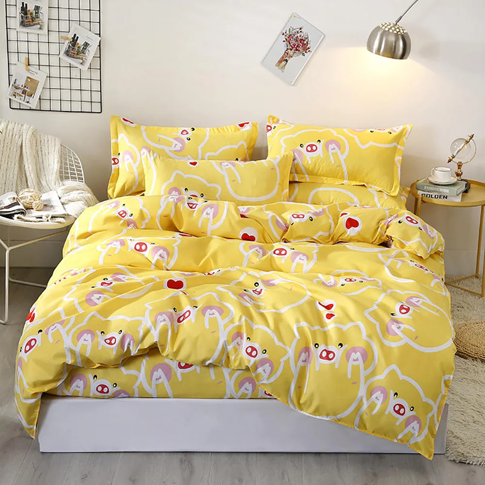 Orange Bedding Set Thumпостельные принадлежности Snoopy Комплект постельного белья в горошек модный белый Пододеяльник Мультфильм Королева Король Полный Твин Один удобный постельный комплект - Цвет: Orange Bedding Set