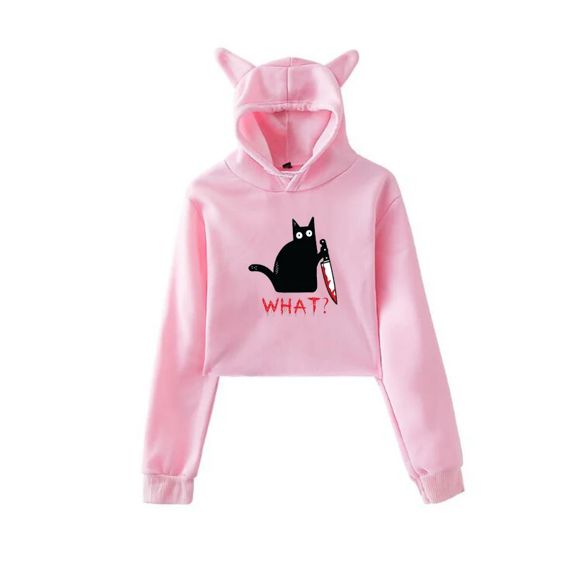Kawaii/женские осенние толстовки с капюшоном, одежда для девочек, пуловер для девушек, женские толстовки с кошачьими ушками, толстовки с кошачьими ушками, топы с принтом в стиле Харадзюку