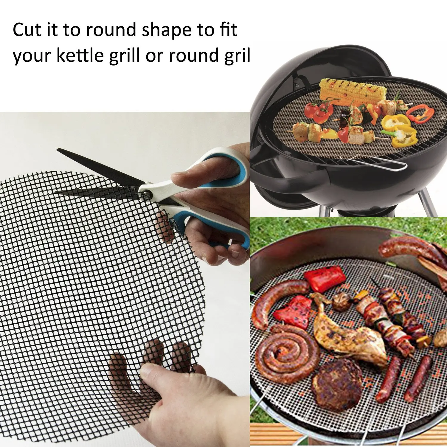 Non-stick Barbecue Mat Reusable Heat-Resistant BBQ Baking Pad Foil Oilpaper with Food Clip Oil Brush Baking Net Liner