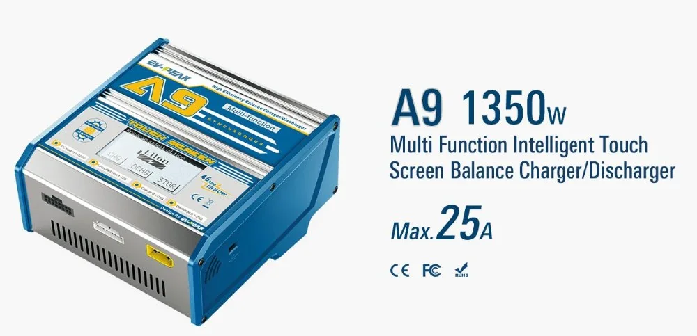 EV-PEAK A9 1350W 25A Multi Function Intelligent Touch Screen Balance Charger/Discharger