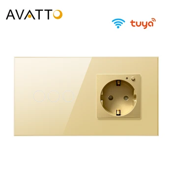 

AVATTO Tuya 16A Smart Wall Outlet +WiFi Light Switch, Smart Life APP Smart Home Switch 1/2/3 Gang Works with Alexa, Google Home