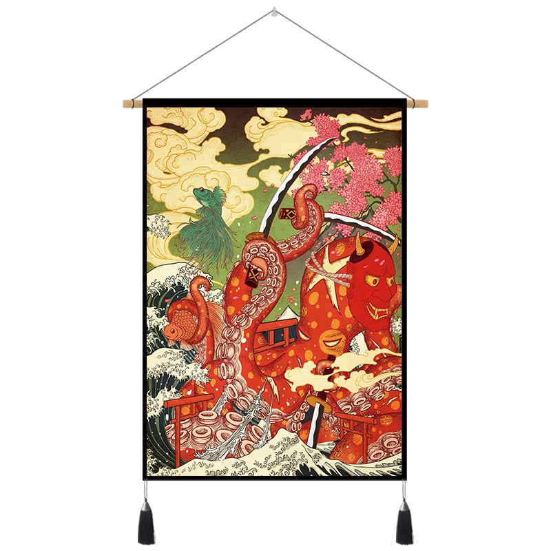 18 Японский Ukiyo-e рисование на ткани настенная вешалка-украшение ткань Ресторан ежедневно Материал магазин татами Izakaya гобелен - Color: 18