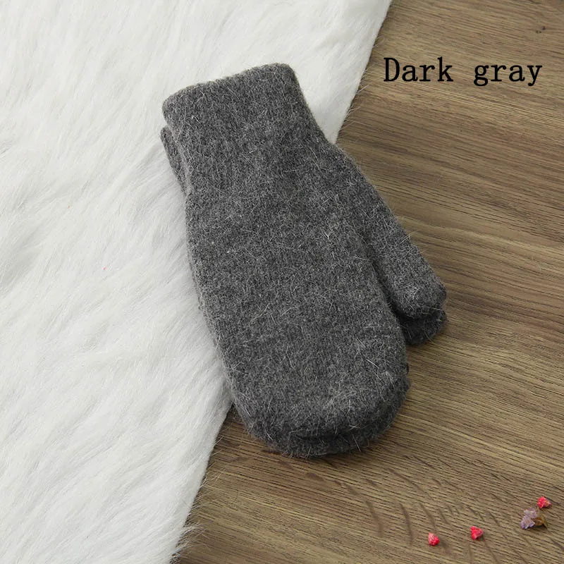 deep gray Новые корейские милые меховые перчатки с кроличьим мехом, женские зимние одноцветные теплые студенческие перчатки - Цвет: deep gray