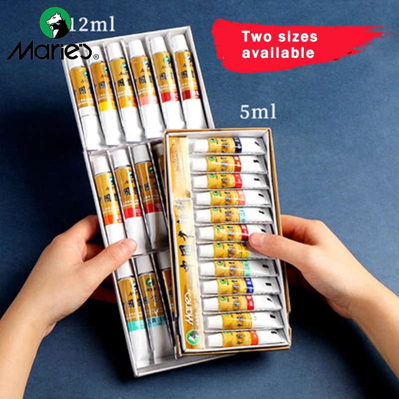Marie's Chinese Watercolor Pigment 5/12ML 12/18/24/36 Colors Ink Painting Paste Students/Beginners Supplies watercolor painting set,watercolor paint,watercolor pigment