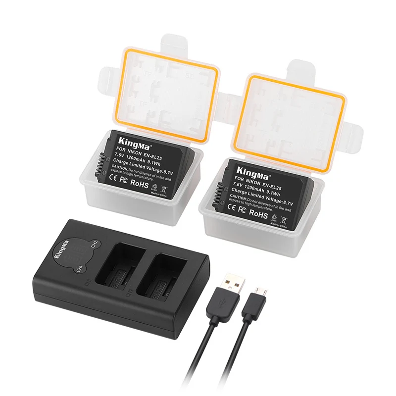 

【NEW】KingMa EN-EL25 Rechargeable L-ion Battery LCD Dual USB Charger Kit For Nikon ZFC z50 Z-50 Z-FC Camera EN EL25 Battery