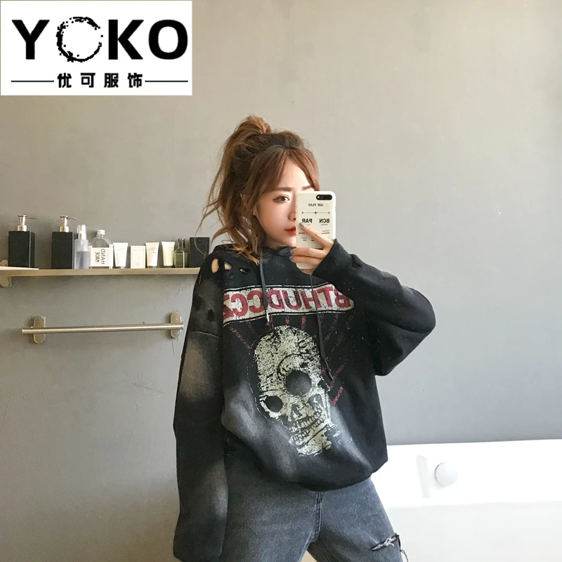 YOKO 2019 Новая Женская Весенняя и осенняя Толстовка c капюшоном женская уличная