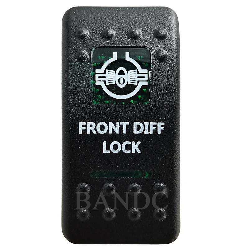 

Cover Cap Only！FRONT DIFF LOCK Rocker Switch Cover Cap Green Window Labeled for Car Boat Truck Carling ARB NARVA Control Cap