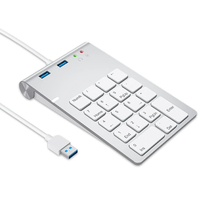 USB Numeric Keypad with USB3.0+3.5mm Audio Interface Hub Multifunctional Accounting Financial Calculator Small Keyboard | Компьютеры и