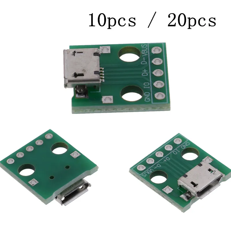 

10Pcs Or 20pcs Mini Micro USB To DIP Adapter 5Pins Female Connectors PCB Converter Boards