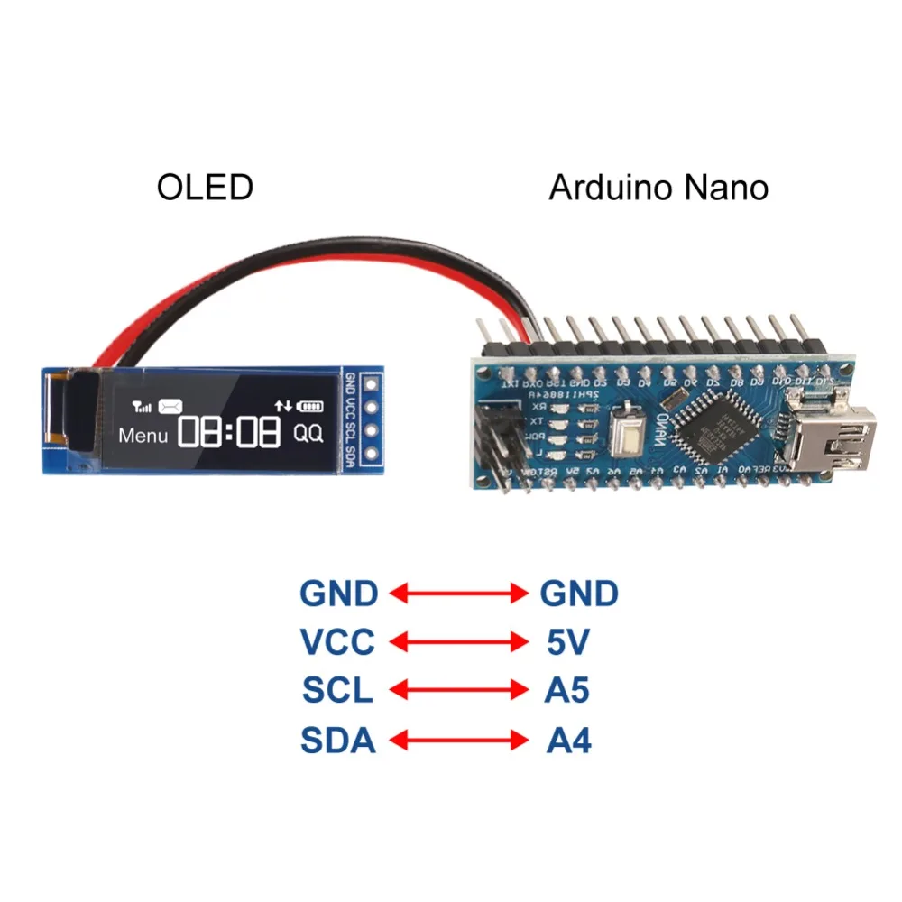 I2C OLED Display Module 0.91 Inch I2C SSD1306 OLED Display Module blue or white I2C OLED Screen Driver DC 3.3V~5V for Arduino
