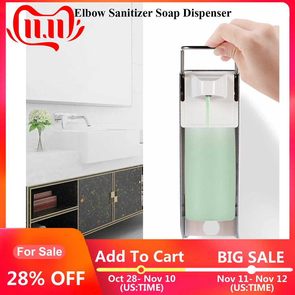 

Elbow Soap Dispenser Sanitizer Shampoo Box Hand Soap Holder Dispensador Manual 500ML Wall Mounted for Toilet Restaurant Hotel