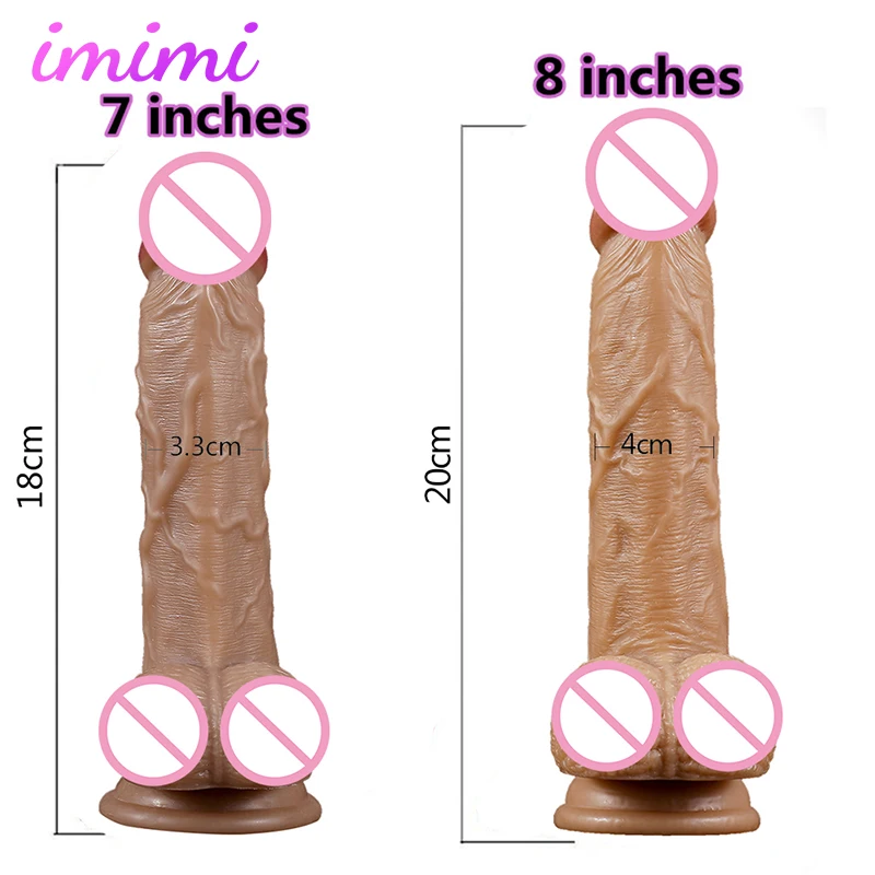 Huge Dildo Lesbian 7,8 inches Real Skin Feeling Bend Realistic Penis Sex Toys for Adult Soft Big Dick Keel & Suction Cup Dildos