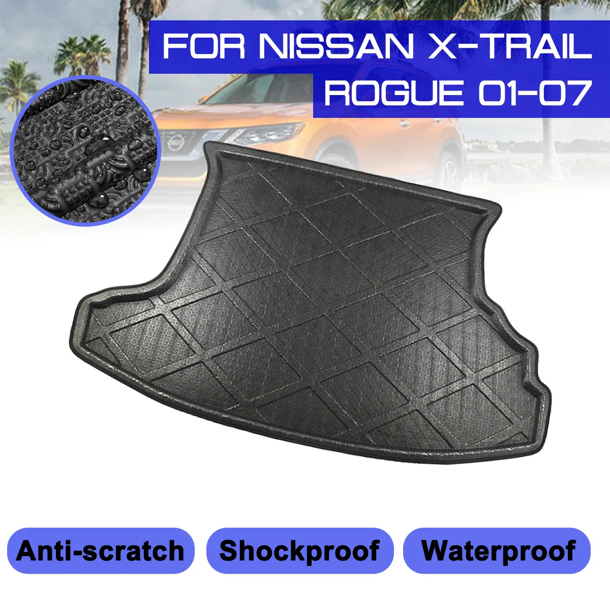 

For Nissan X-Trail Rogue 2001 2002 2003 2004 2005 2006 2007 Car Floor Mat Carpet Rear Trunk Anti-mud Cover