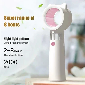 

Cute Cat Outdoor Usb Rechargeable Fan Portable Bladeless Fan Handheld Mini Cooler No Leaf Handy Cooling Fan Hot 2020