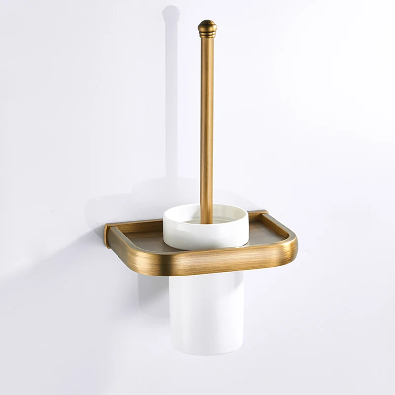 Bronze Bathroom Accessories Set Antique Double Towel Shelf Rail Toilet Brush Holder WC Paper Holders Robe Hook Ceramic Cup Rack