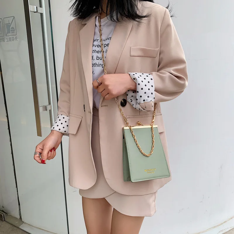 

Summer MORI Series Textured Bag Women's 2019 New Style Retro Clip-on Crossbody Bag Trapezoid Laptop Chain