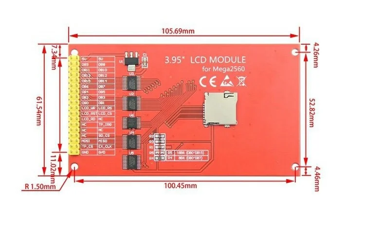 3,9" /4,0" дюймов 320*480 для Arduino UNO Mega2560 8/16 Bi ILI9488/ST7796S TFT цветной ЖК-дисплей модуль экран с сенсорной панелью
