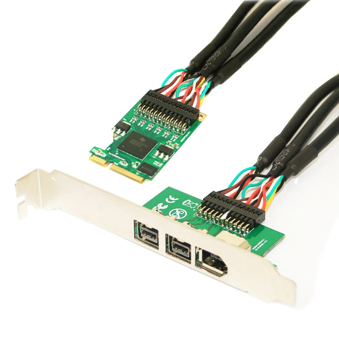  Mini Tarjeta de controlador PCI-E a IEEE 1394 Combo 1x 1394A 6Pin y 2x 1394B 9Pin adaptador para cá