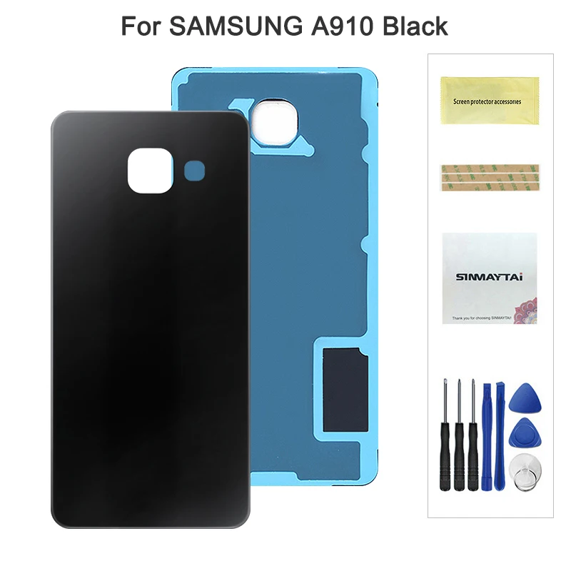 A910 Black Задняя Батарея сзади Стекло чехол для Samsung Galaxy A3 A5 A7 A310 A510 A710 A9 Pro A910 Батарея чехол наклейка для корпуса - Color: A910 Black