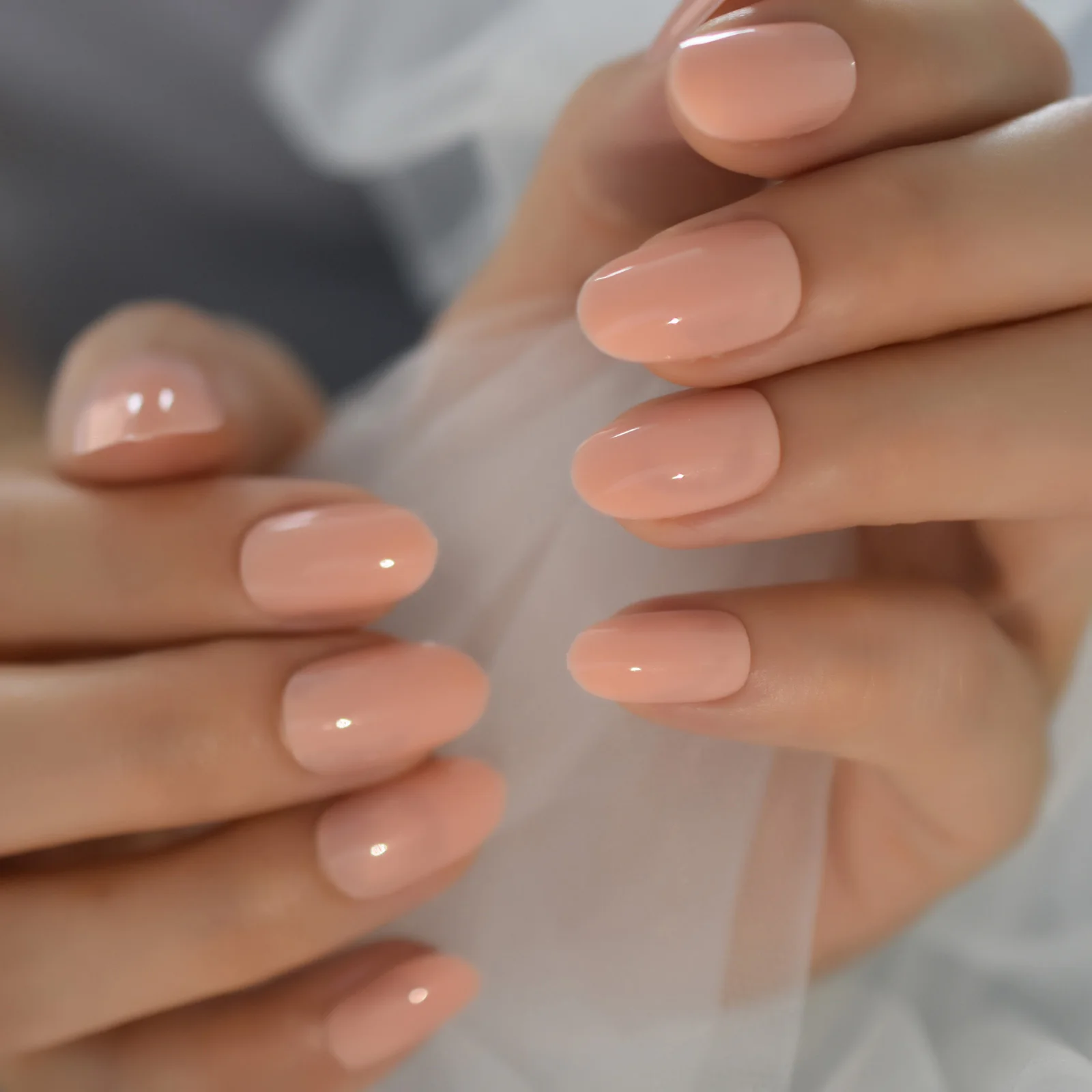 Solid Color Pink False Fake Nails Short Length Nails Tips Oval Shaped  Artificial Press On Nails Art For Students Office Lady|False Nails| -  AliExpress