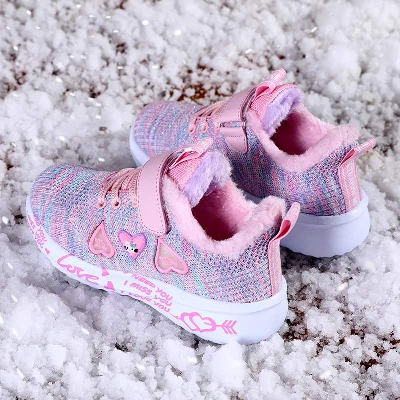 Spring/Autumn winter Children Boys toddler Girls Sports boost Brand Breathable Outdoor Kids Sneakers Boy Running Shoes EUR26-37 - Цвет: Winter Pink