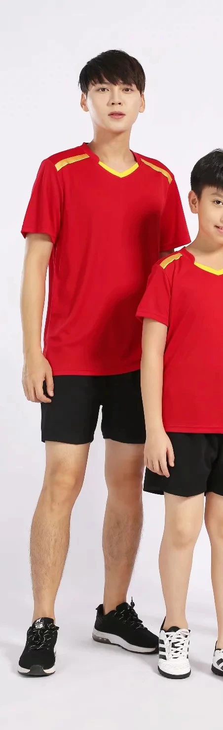 Быстросохнущие рубашки для бадминтона и шорты для мужчин и женщин поглощение пота простой короткий рукав Теннисный спортивный костюм набор L998SHC - Цвет: Men Red