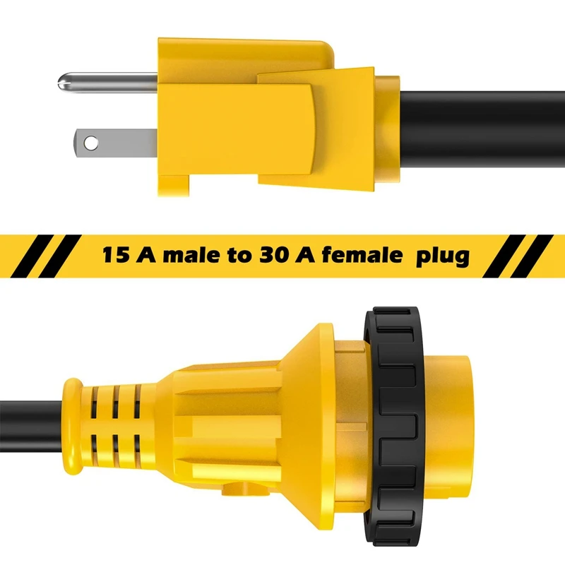 Heavy Duty Rv Power Cord Plug Adapter, 15Amp Male To 30Amp Female with Twist Lock, Led Indicator