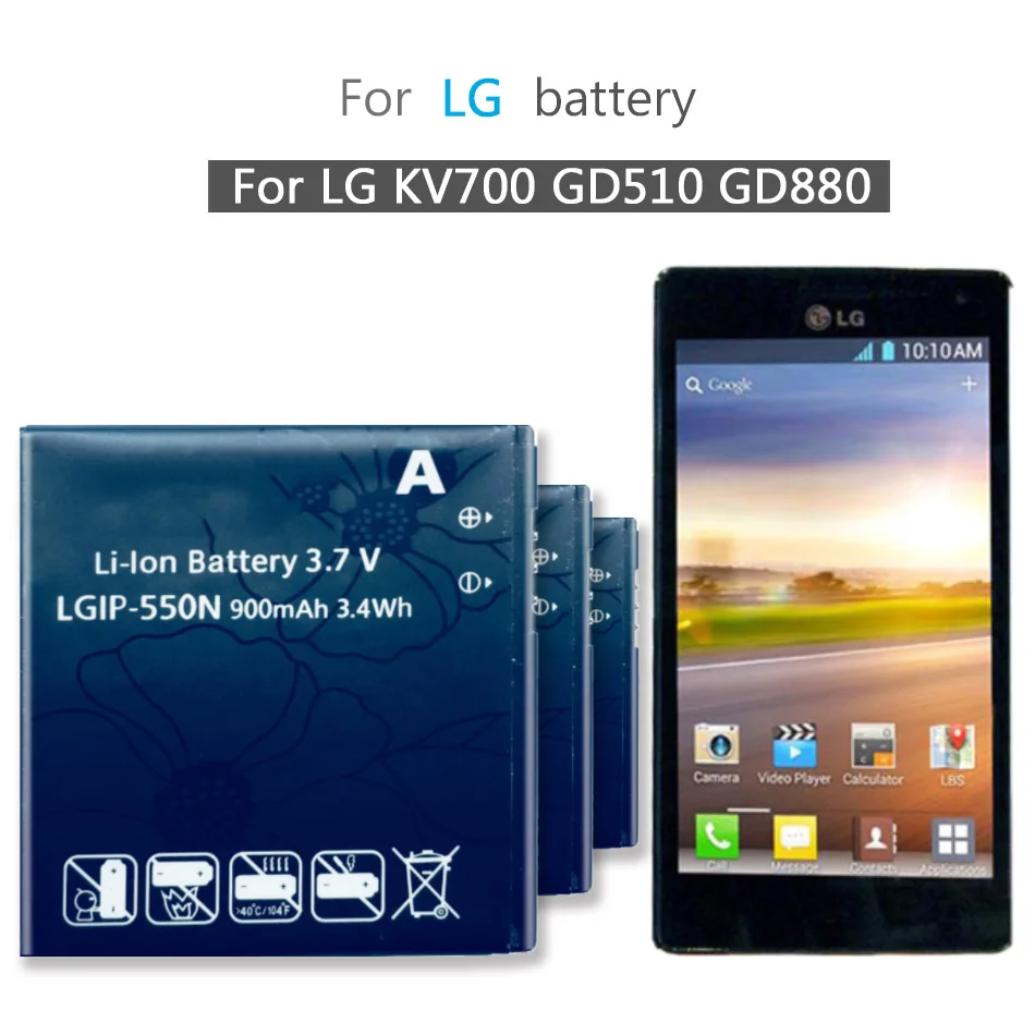 LGIP-550N Батарея для LG KV700 S310 GD510 GD880 мини 900 мАч