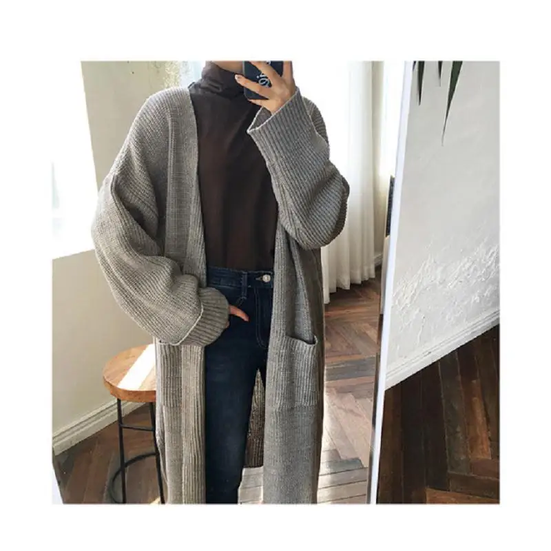 

2019 Foreign Trade New Style Sweater Women's European And American-Style Fashion Plus-sized Sweater Long Large with Pockets Loos