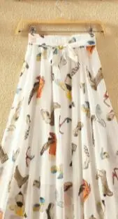 Photo Color Summer Long Skirts Women Elegant Chiffon Plus Size Skirt High Waist Floral Print Streetwear Maxi Ladies Beach Skirts DV227 - Цвет: Photo Color