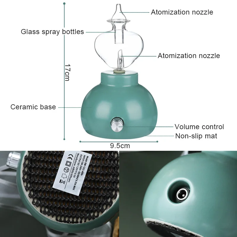Ceramic Glass Aromatherapy Pure Essential Oils Diffuser Air Nebulizer Humidifier