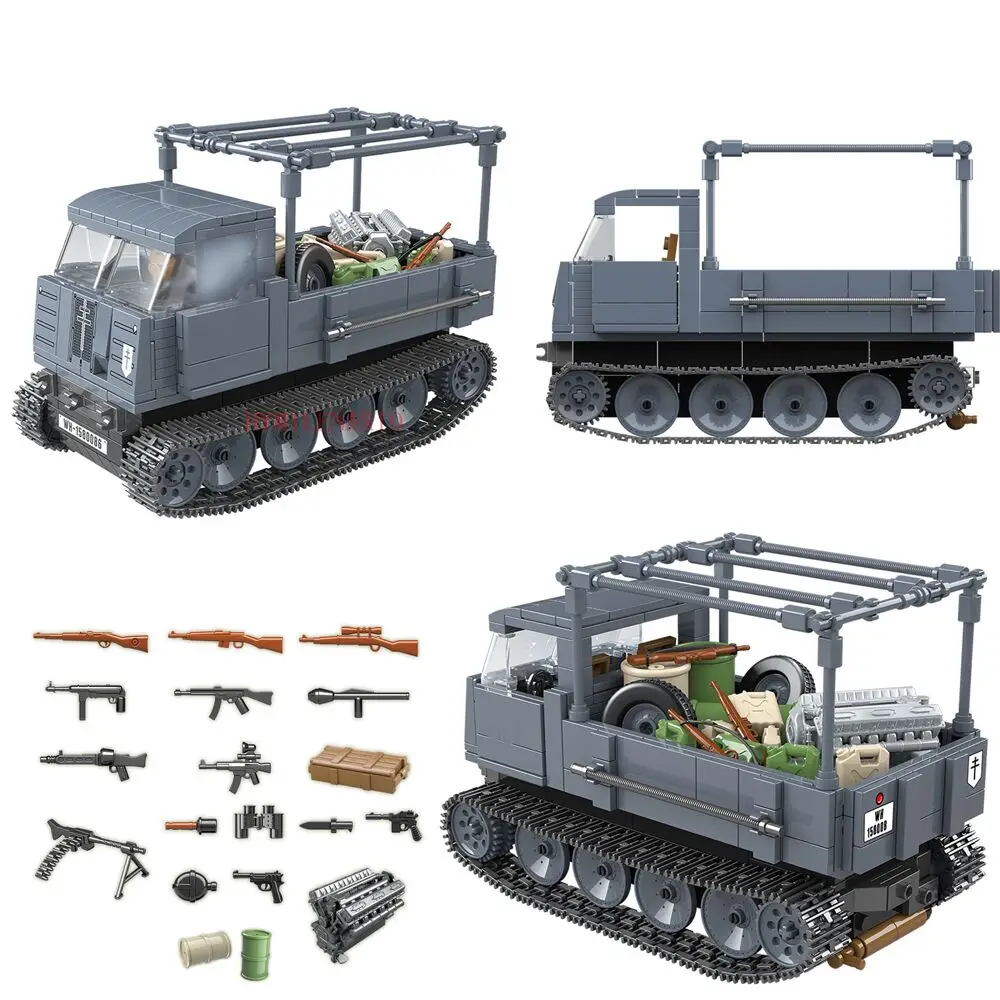 

2019 World War 2 WW2 Army Tank Armored Vehicle German Half Crawler Tractor Soldier Figures Building Blocks Bricks Toys Juguetes