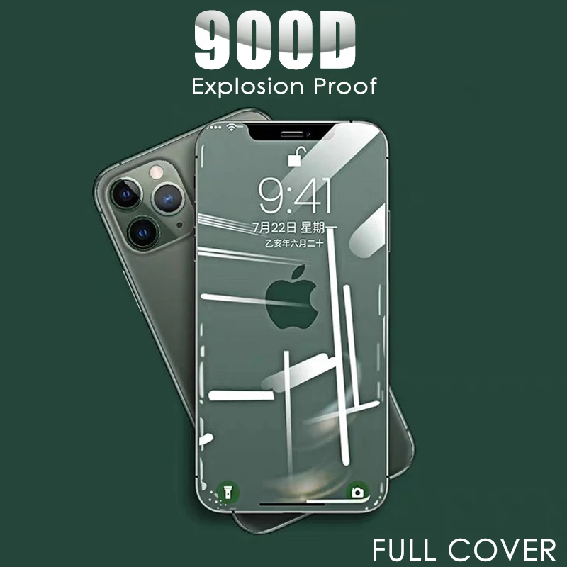 900D защитное стекло с изогнутыми краями для iPhone 7 8 6 6s Plus закаленное 11 Pro X XR XS