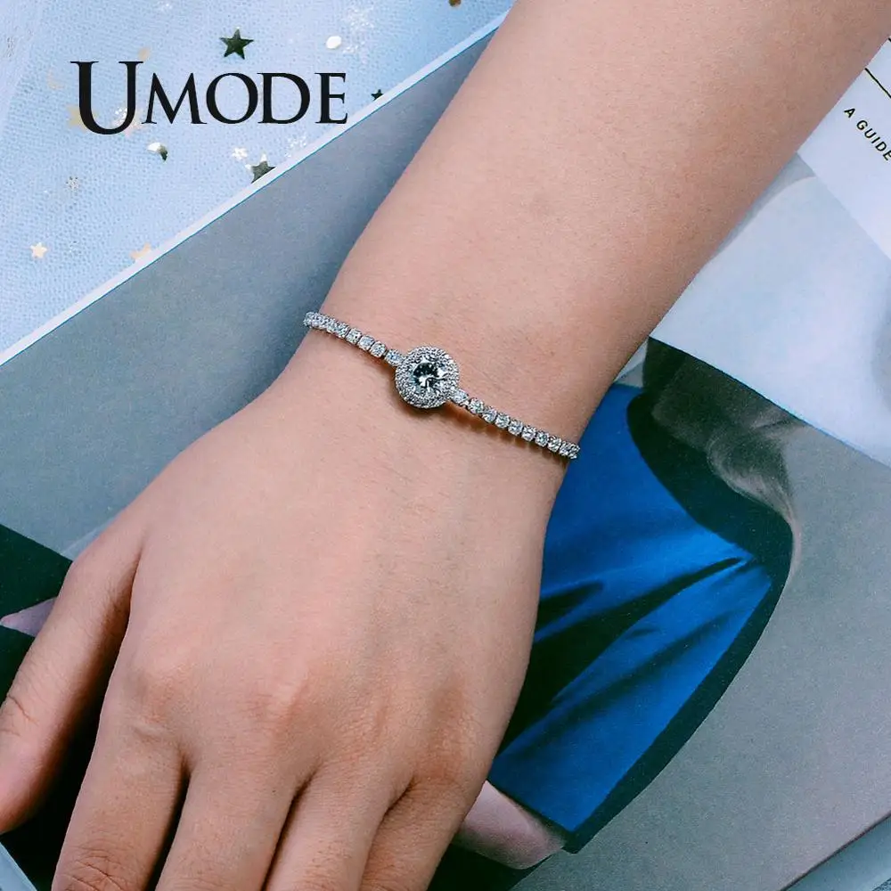 UMODE, один круглый Теннисный браслет для женщин, прозрачный циркониевый браслет, простой дизайн, ювелирные изделия для девочек, подарки, UB0188
