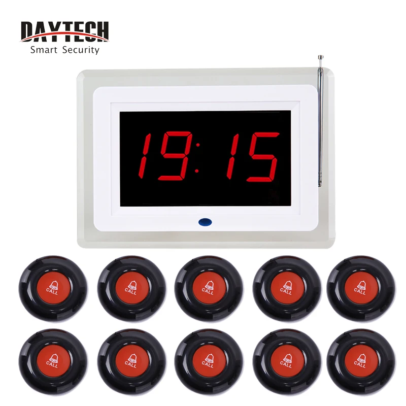 DAYTECH Coaster пейджер ресторан пейджер вызова системы 433 МГц передатчики вызова - Цвет: Panel and 10 Buttons