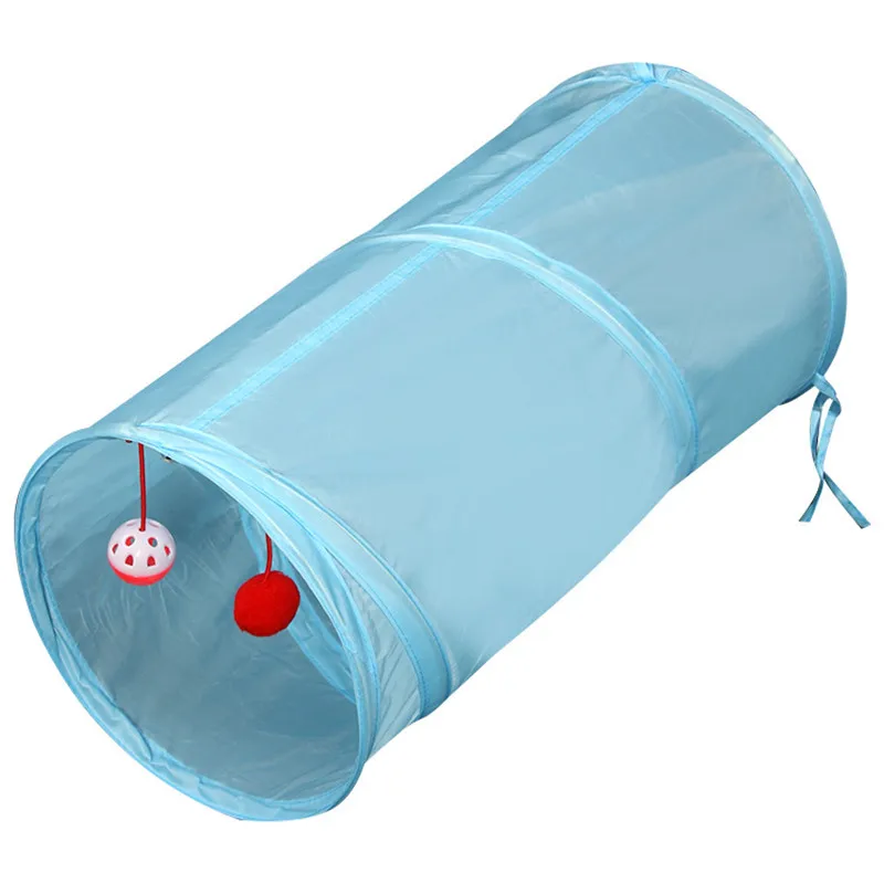 light blue Забавная игрушка-туннель для кошек, складные отверстия, котенок, крафт-бумага, туннель, пещера, прятки, игрушки для кошек, товары для домашних животных, интерактивные игрушки для кошек - Цвет: light blue