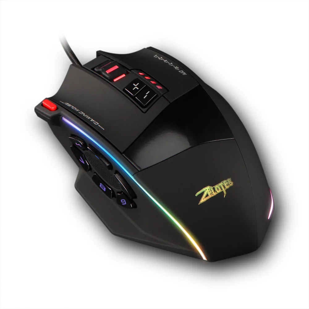 Zelotes C13 игровая мышь 10000 dpi 13 программируемых кнопок RGB светодиодный светильник мыши 5 dpi варианты 13 программируемые кнопки красочные