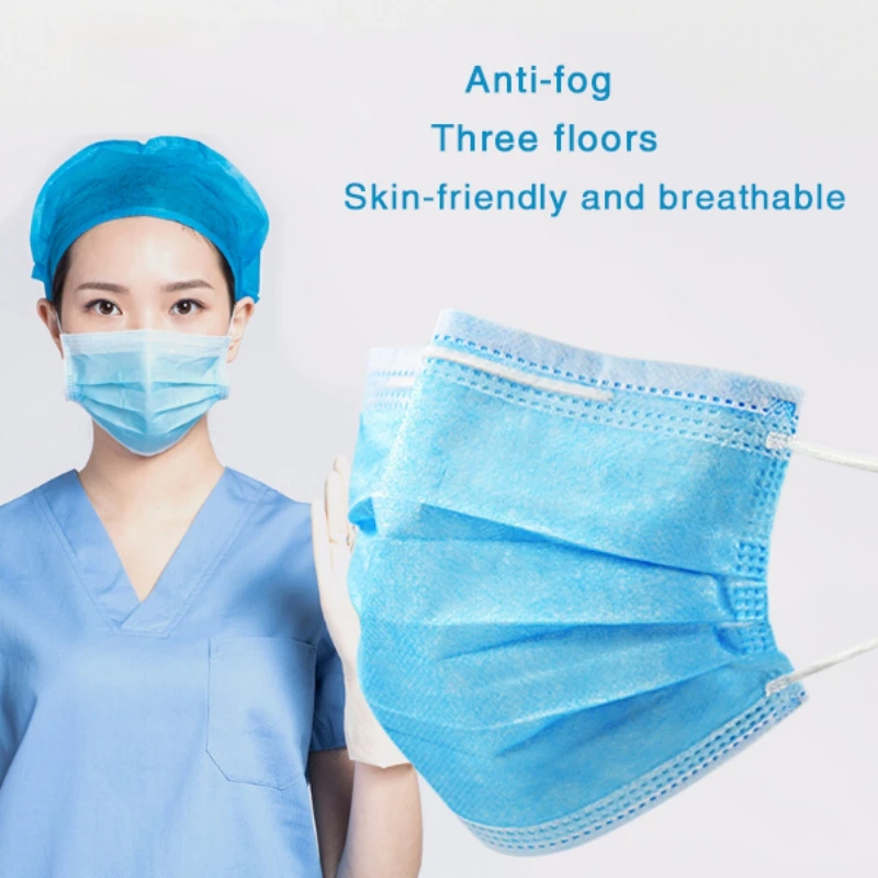 

10/20/30/50PCS 3-layer Disposable Anti-fog Face Mask Nonwoven Anti-pollution Particle Soft Breathable Mask y
