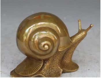 

5" Folk Chinese Feng shui Bronze Wealth Snail Snails Animal Turbo Helix Statue fast