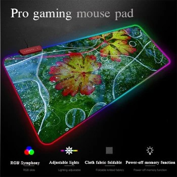 

Yuzuoan Scenery MousePad Water Drop Maple Leaf Large RGB Gaming Mouse Pad LED Colorful Lighting Backlit Comfortable Computer Pad