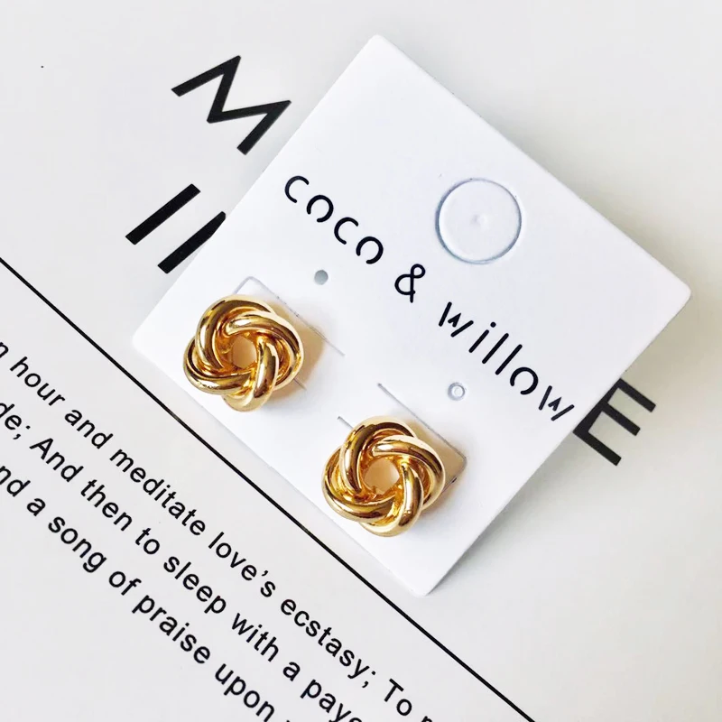 

Coco&willow small knitted metal studs earrings for women and girls classic studs earrings for party fashion jewelry accessories