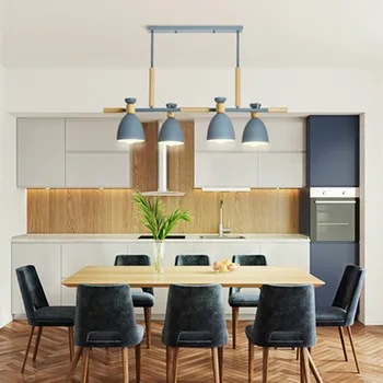 

Nordic creative personality wooden two-head ceiling plate 4 heads chandelier for kitchen bedroom living room restaurant hotel