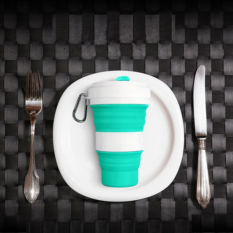 

BPA Free 550ml Collapsible Water Tea Cup Folding Coffee Silicone Cup With Lid Reusable Travel Drinkware Tool Copo Dobravel