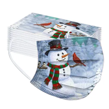 

50pcs Disposable Non-woven Face Mask Breathable Mask With Elastic Earband Breathable Adult Mouth Mask Christmas Printed Masque