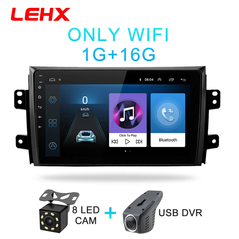 LEHX 2.5D ips экран Автомобильный Радио плеер для Suzuki SX4 2006 2007 2008-2011 2012 2Din Android 8,1 Мультимедиа gps навигационный плеер - Цвет: LE-SX4-CAM-DVR